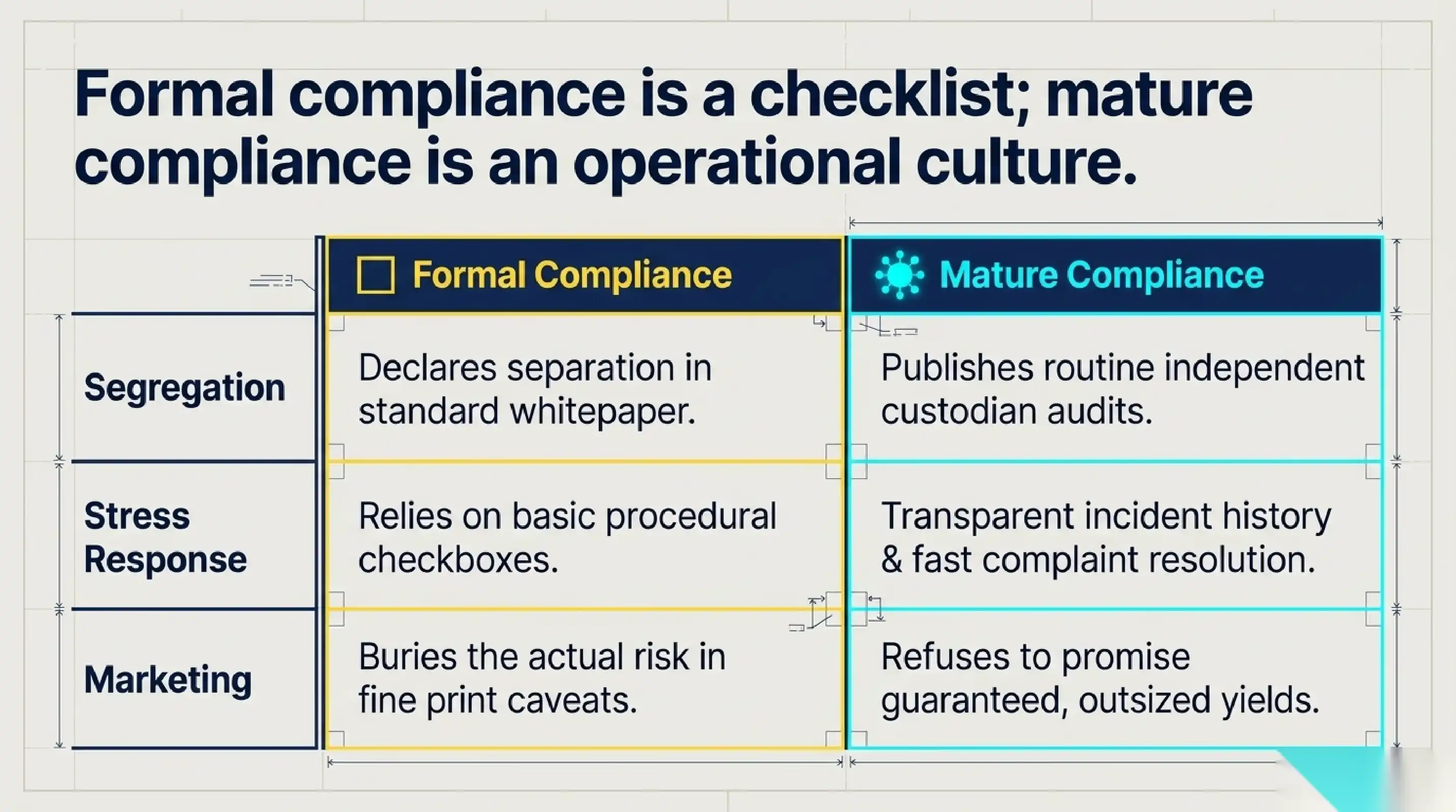 How to tell formal compliance from mature compliance